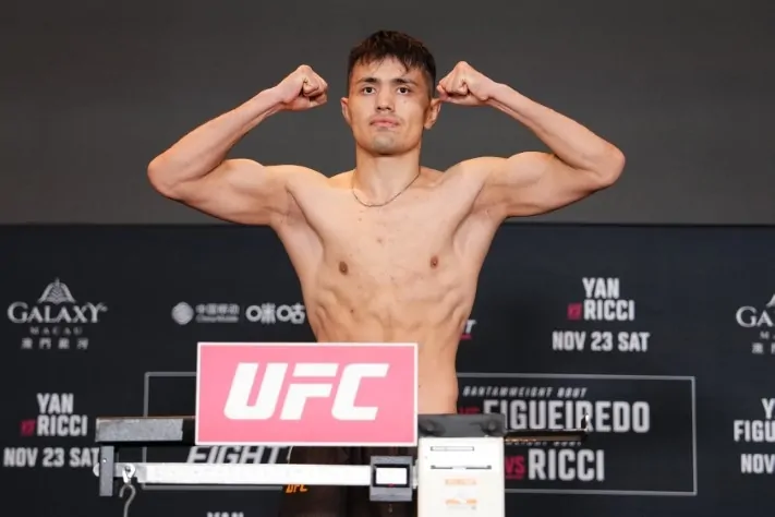 Fighters at a Road to UFC weigh-in in Macau