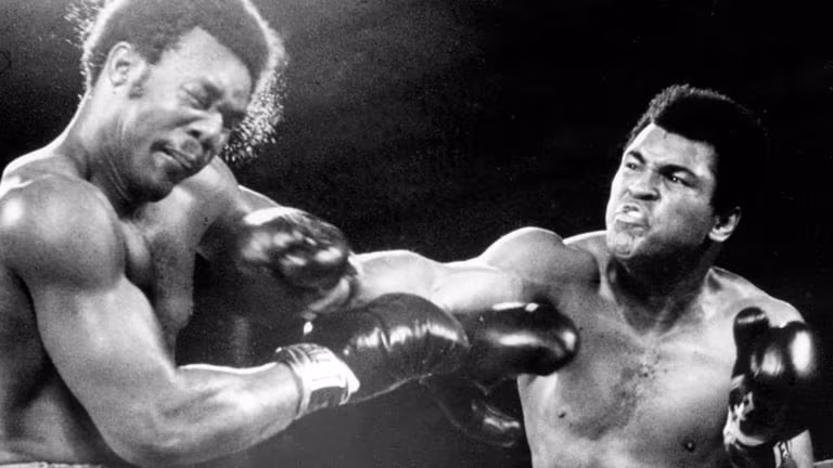 Muhammad Ali in action against George Foreman