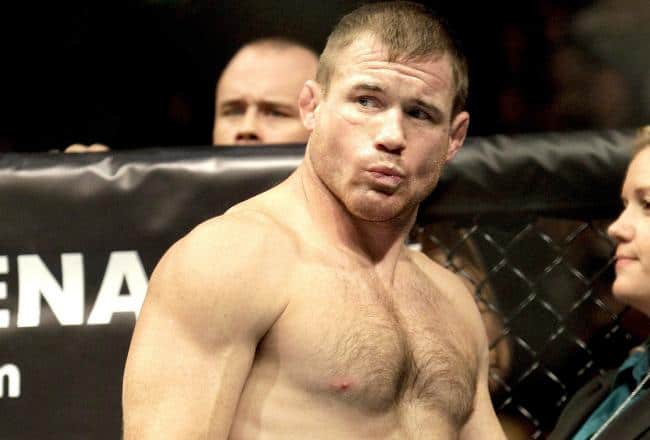 Matt Hughes stands shirtless inside the Octagon before a UFC fight
