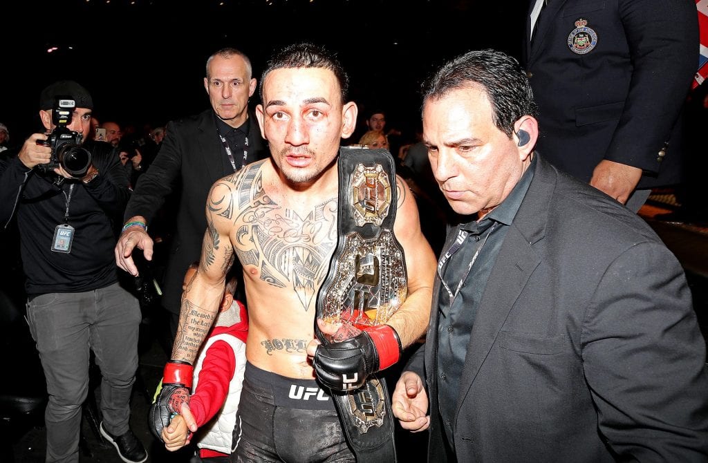 Max Holloway and Brian Ortega after their UFC 231 war in Toronto