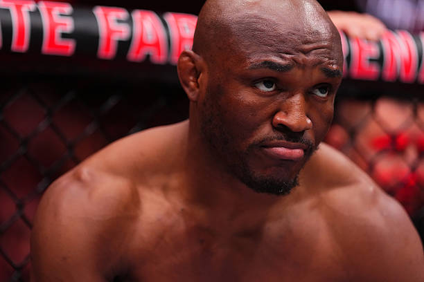 Kamaru Usman stares across the Octagon before a UFC welterweight bout