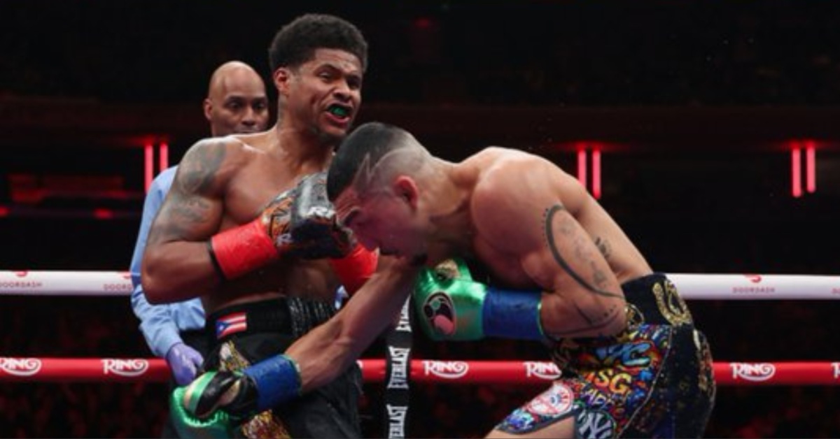 Shakur Stevenson and Teofimo Lopez at Madison Square Garden