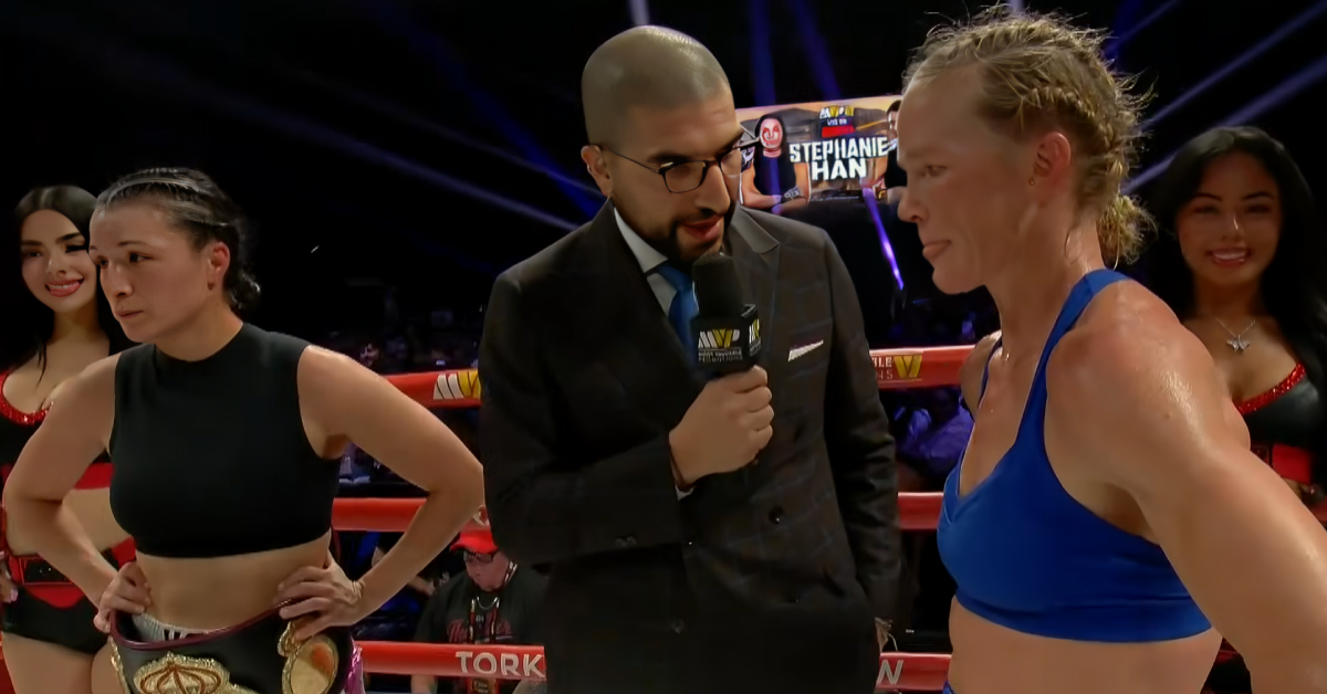 Holly Holm in the ring after her May 2026 rematch with Stephanie Han