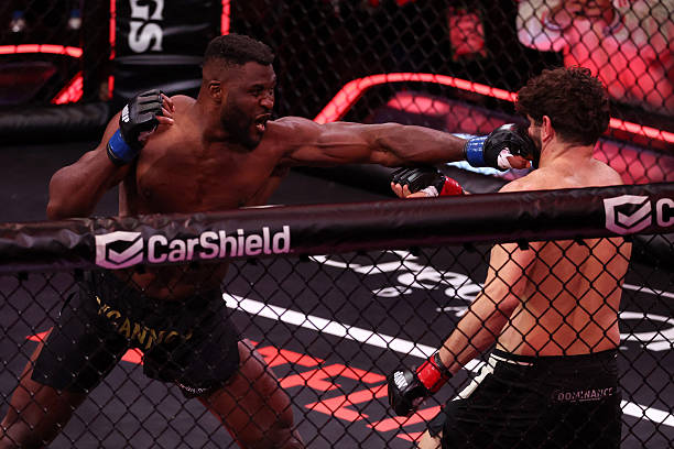 Francis Ngannou after his first round knockout win in May 2026