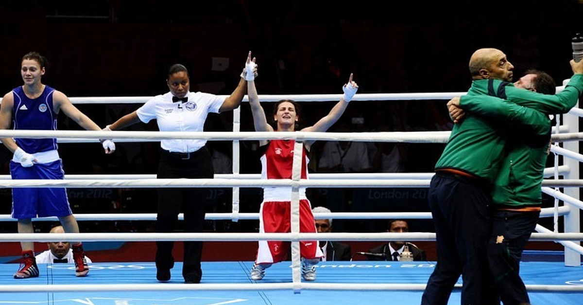 Katie Taylor celebrates winning Olympic gold for Ireland at London 2012