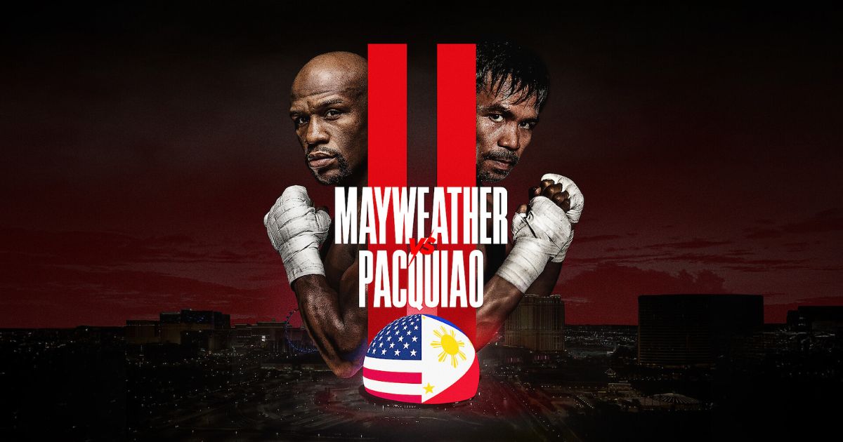 Manny Pacquiao and Floyd Mayweather during the rematch promotion
