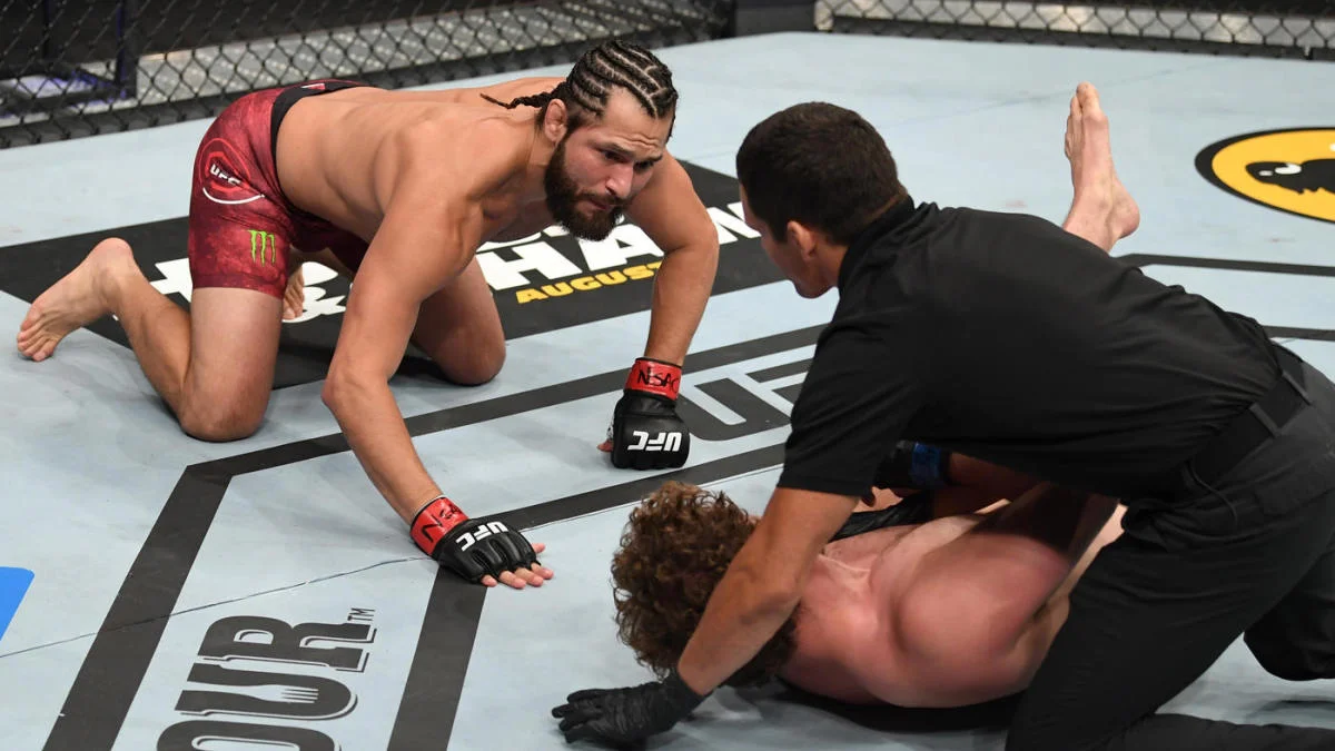 Jorge Masvidal stands over Ben Askren after the five-second knockout at UFC 239