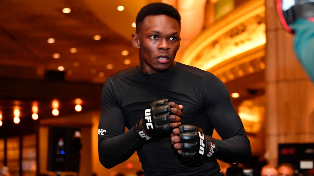 Israel Adesanya during UFC 248 fight week in Las Vegas before defending against Yoel Romero