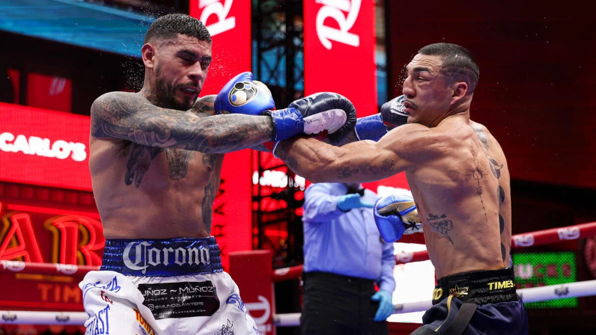 Teofimo Lopez in the ring under the Times Square lights