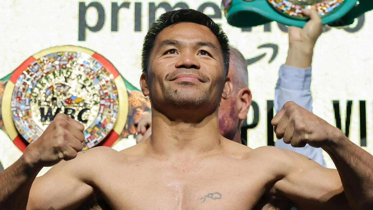 Manny Pacquiao at a media event ahead of his planned return
