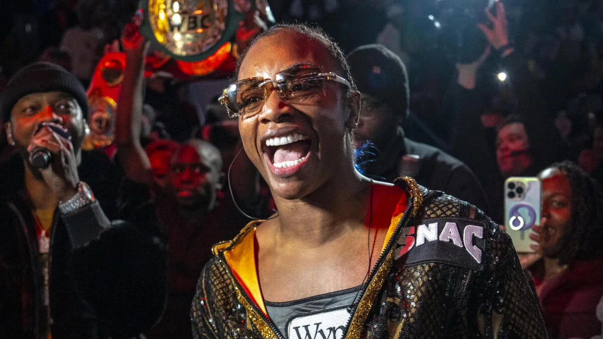 Claressa Shields at the announcement of her $8 million multi-fight deal
