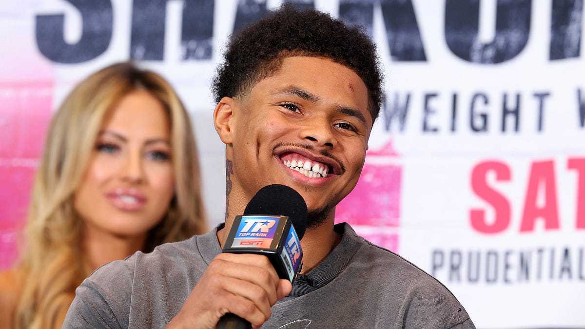 Shakur Stevenson at a press event during the Zepeda negotiations