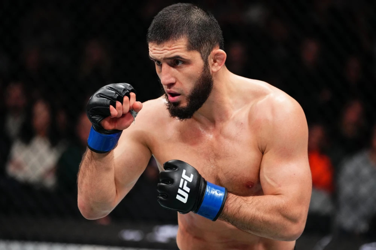 Islam Makhachev talking to media about his remaining fights