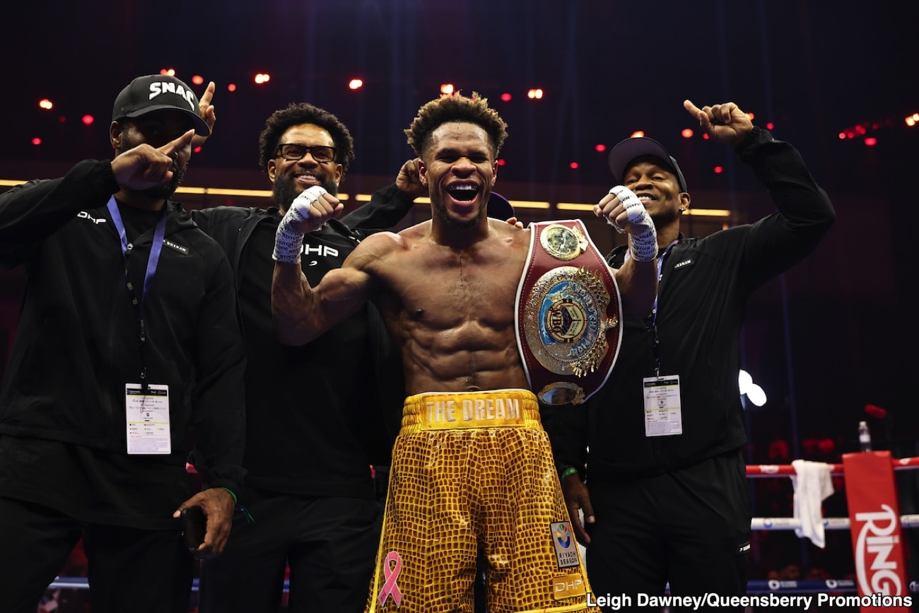 Devin Haney in the ring after a win