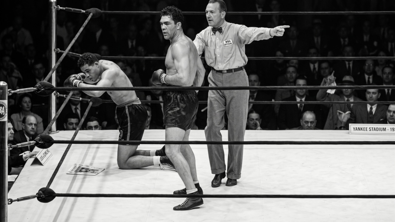 Max Schmeling and Joe Louis at Yankee Stadium in 1936