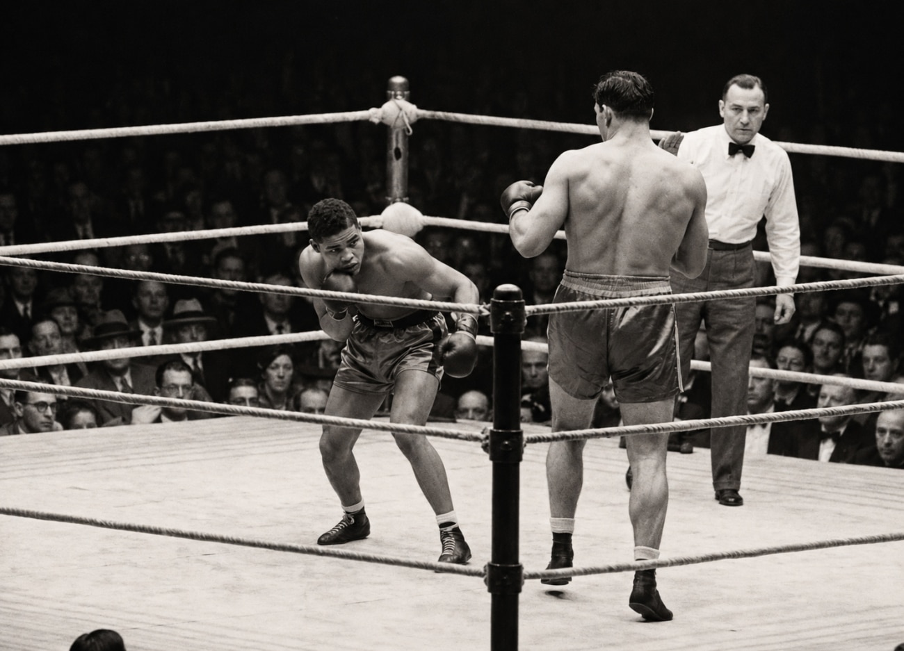 Joe Louis fights Primo Carnera in 1935