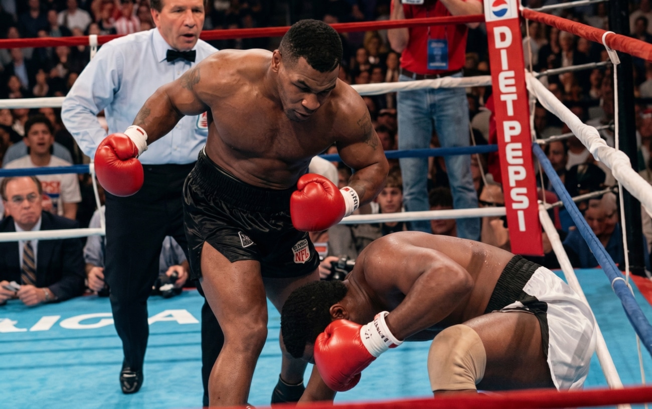 Mike Tyson knocks out Michael Spinks in 1988