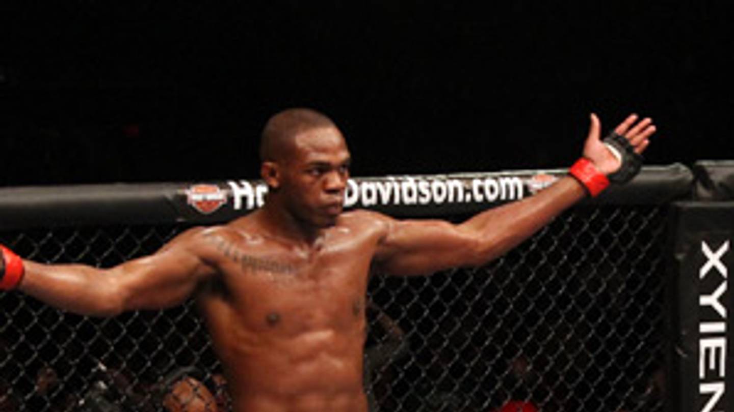 Anderson Silva in the Octagon at UFC 126 in Las Vegas after his front kick knockout of Vitor Belfort