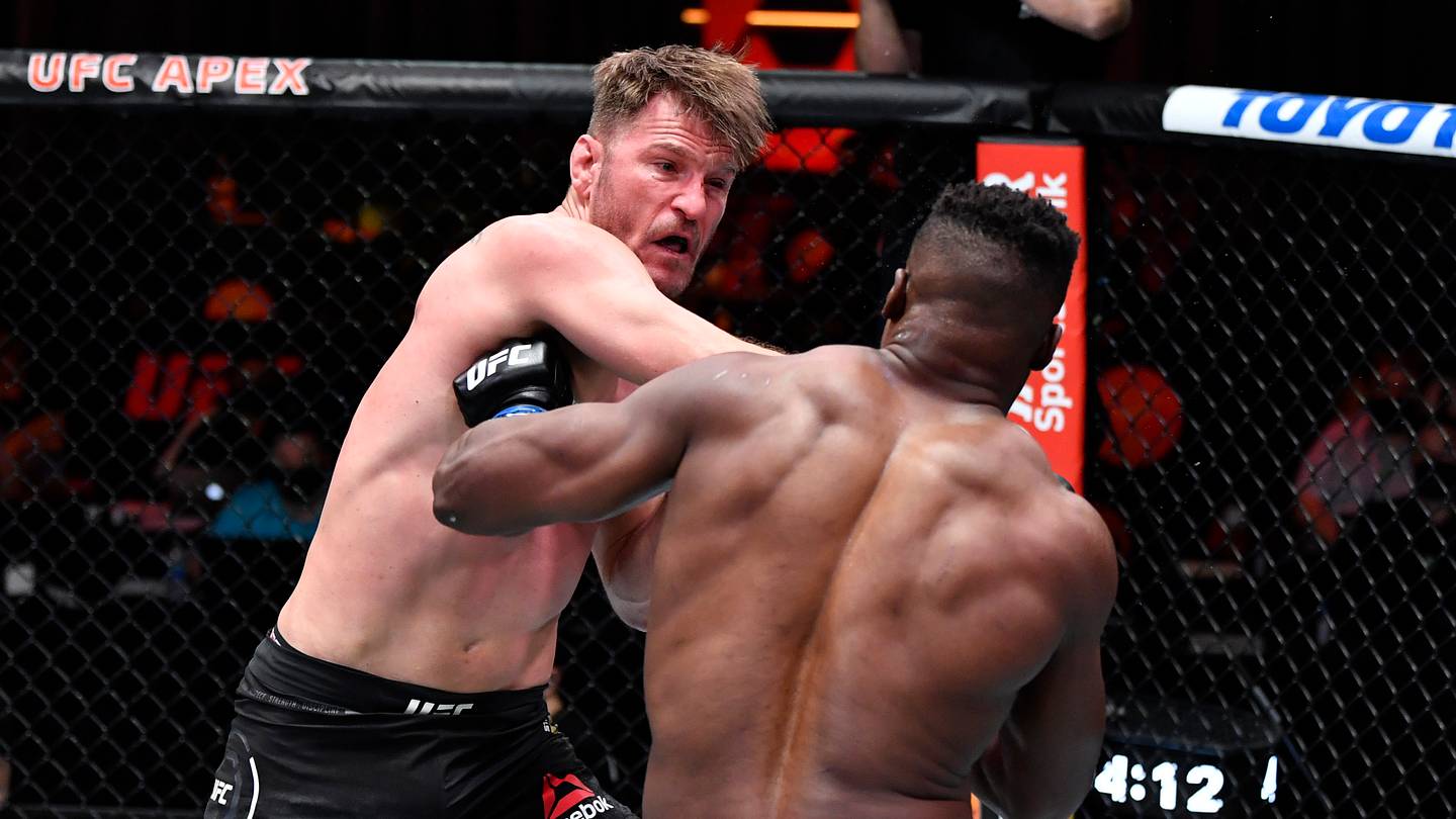 Stipe Miocic in the Octagon during his UFC heavyweight title run