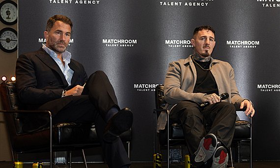 Tom Aspinall speaking about UFC fighter pay at a Matchroom press conference